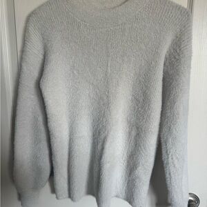 LOFT White Crew Neck Sweater Soft Knit